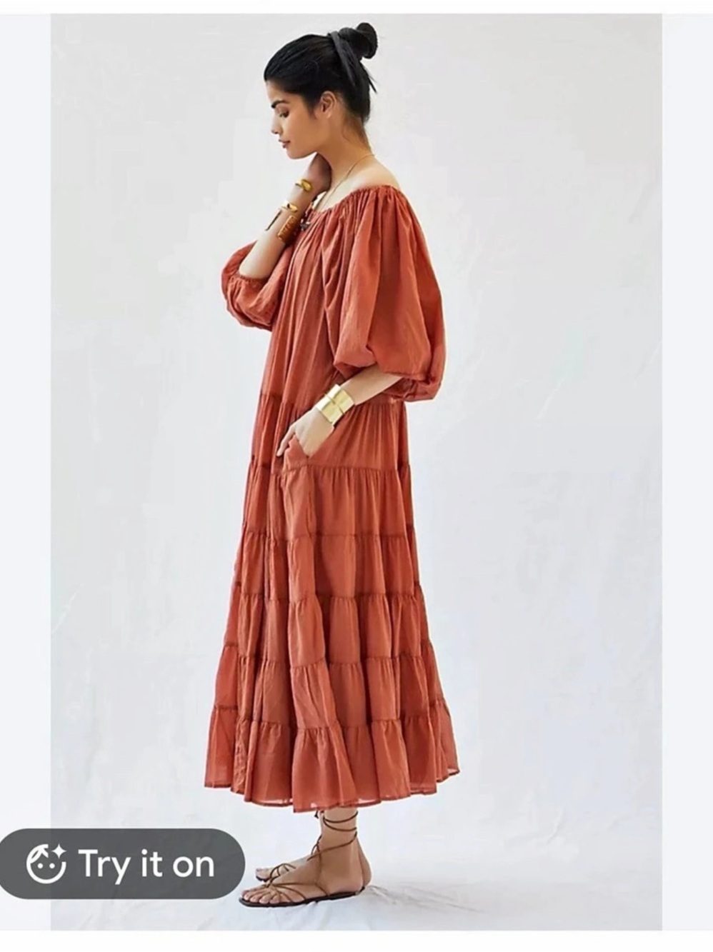 Erica Pena Off-Shoulder Tiered Maxy dress